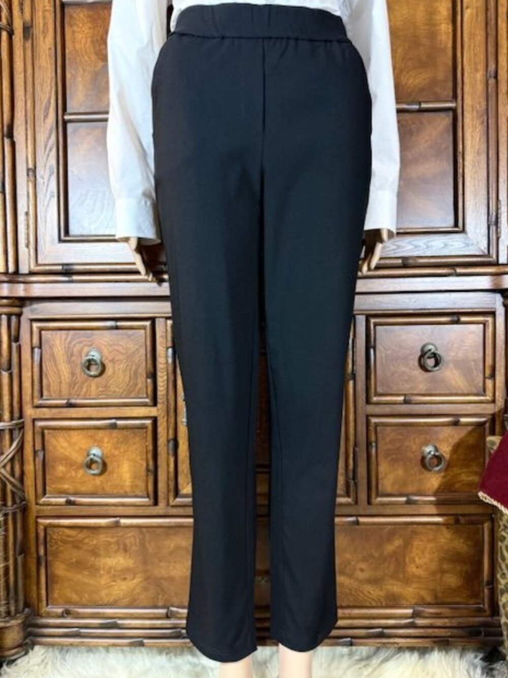 Joan Rivers Black Stretch Twill Tapered Ankle Pant